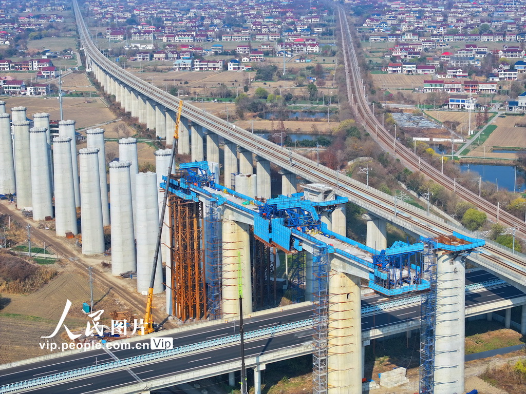 北沿江高铁跨通扬运河特大桥施工忙【4】